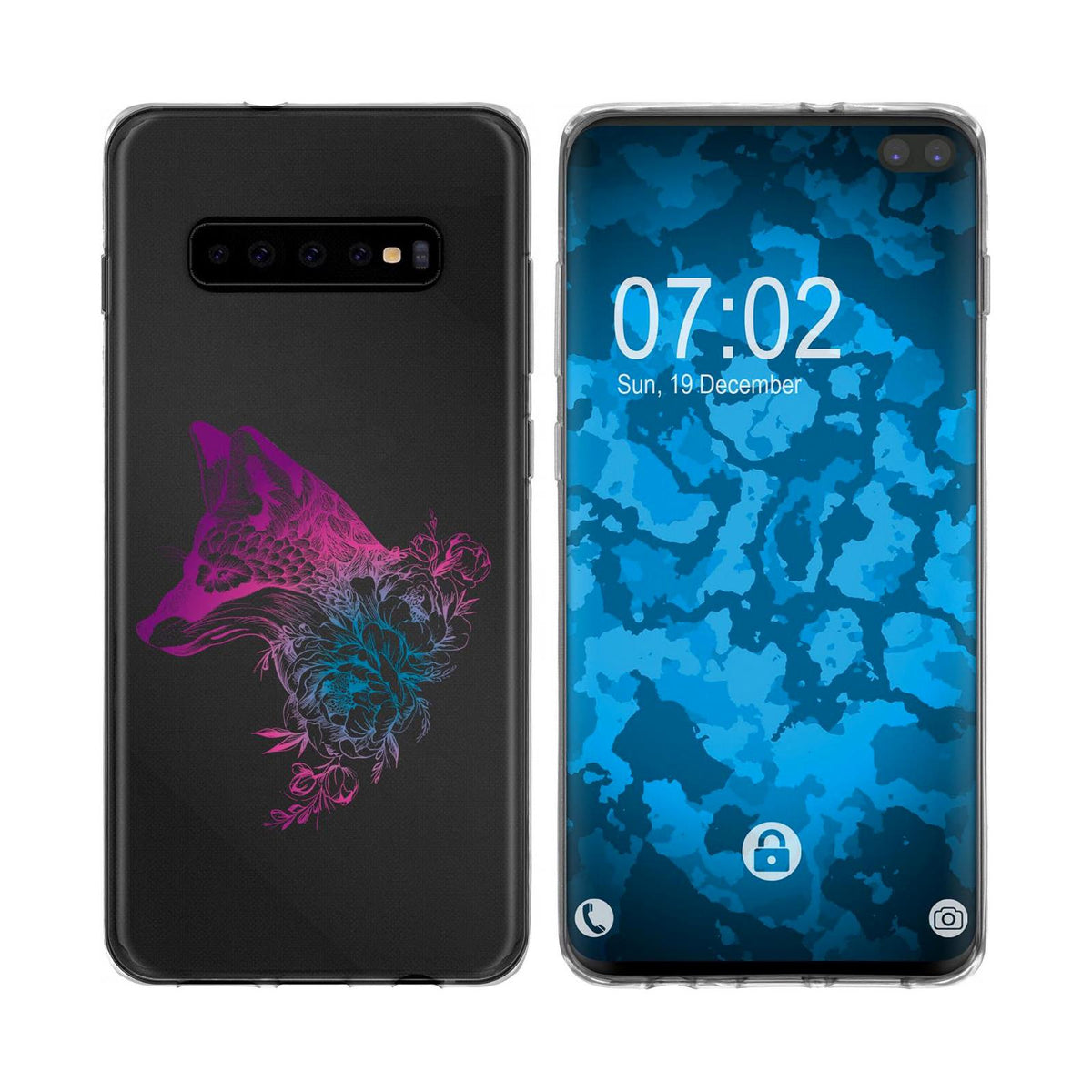 Case für Samsung Galaxy S10 Plus Silikon-Hülle Floral Fuchs M1-5 – Ansicht 2