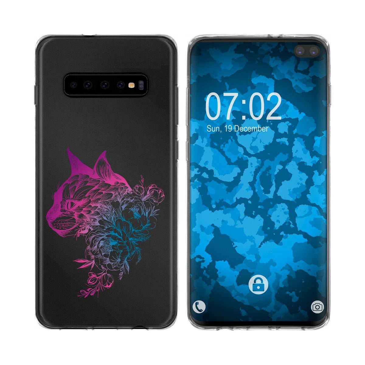 Case für Samsung Galaxy S10 Plus Silikon-Hülle Floral Katze M2-1 – Ansicht 6