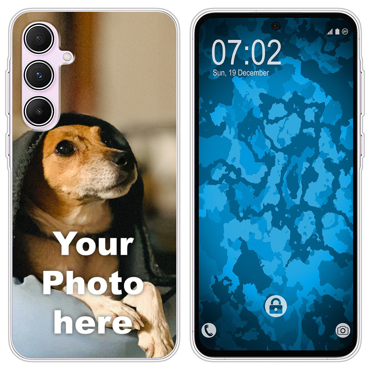 PhoneNatic Case kompatibel mit Galaxy A55 Personalisierte Handyhülle clear zum selbst gestalten mit eigenem Foto