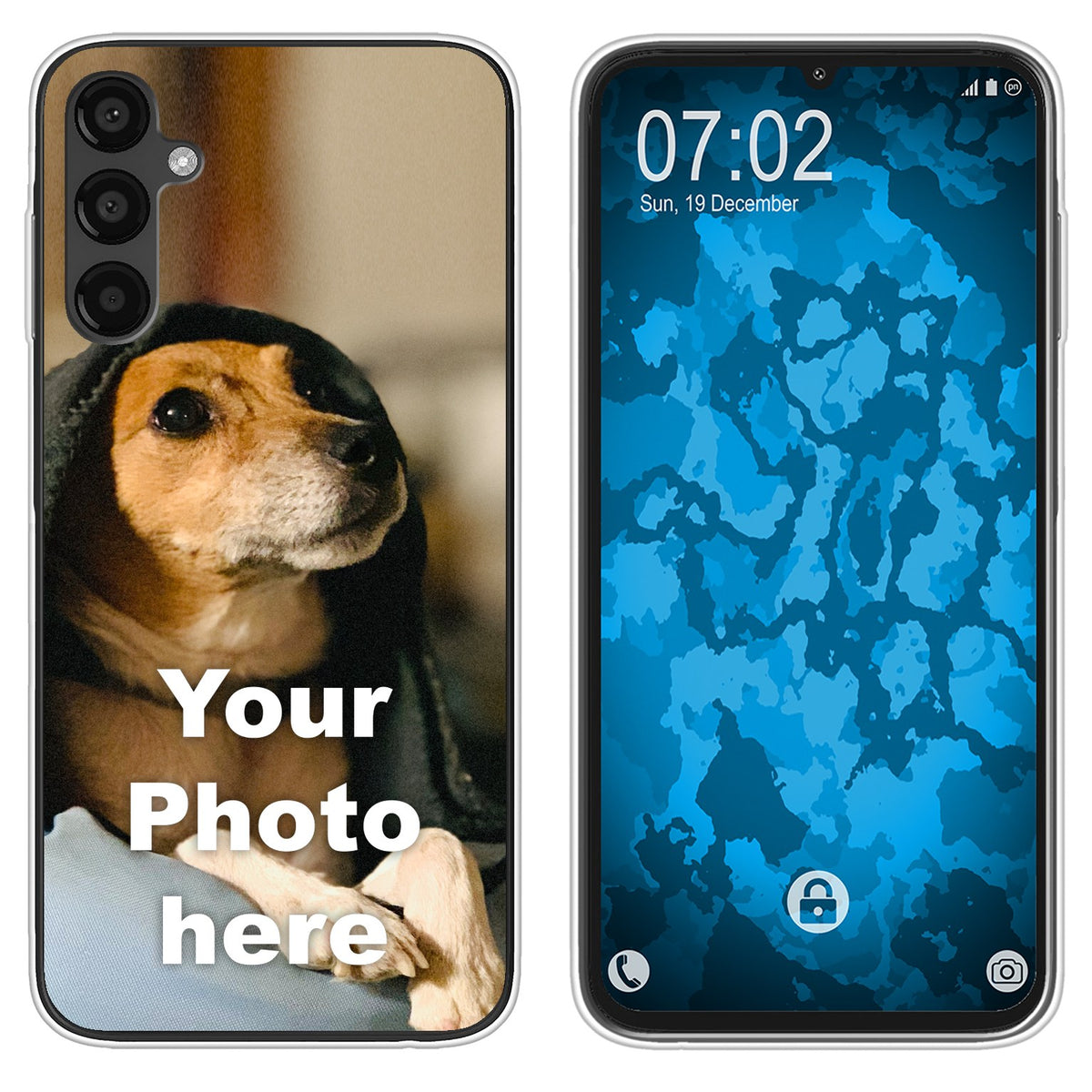 PhoneNatic Case kompatibel mit Galaxy A15 Personalisierte Handyhülle clear zum selbst gestalten mit eigenem Foto