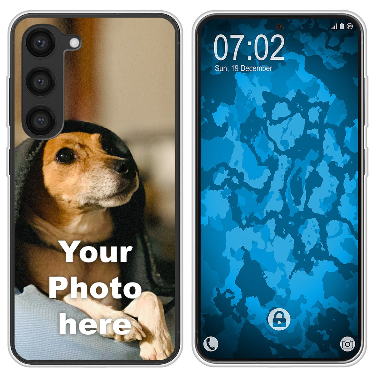 PhoneNatic Case kompatibel mit Galaxy S23 Personalisierte Handyhülle clear zum selbst gestalten mit eigenem Foto