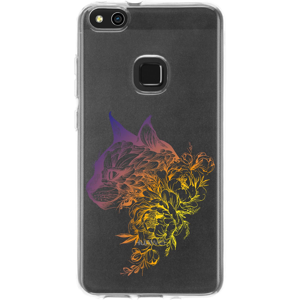 Case für Huawei P10 Lite Silikon-Hülle Floral Katze M2-3 – Ansicht 2