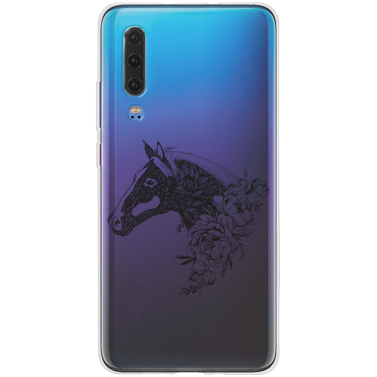 Case für Huawei P30 Silikon-Hülle Floral Pferd M5-1 – Ansicht 2
