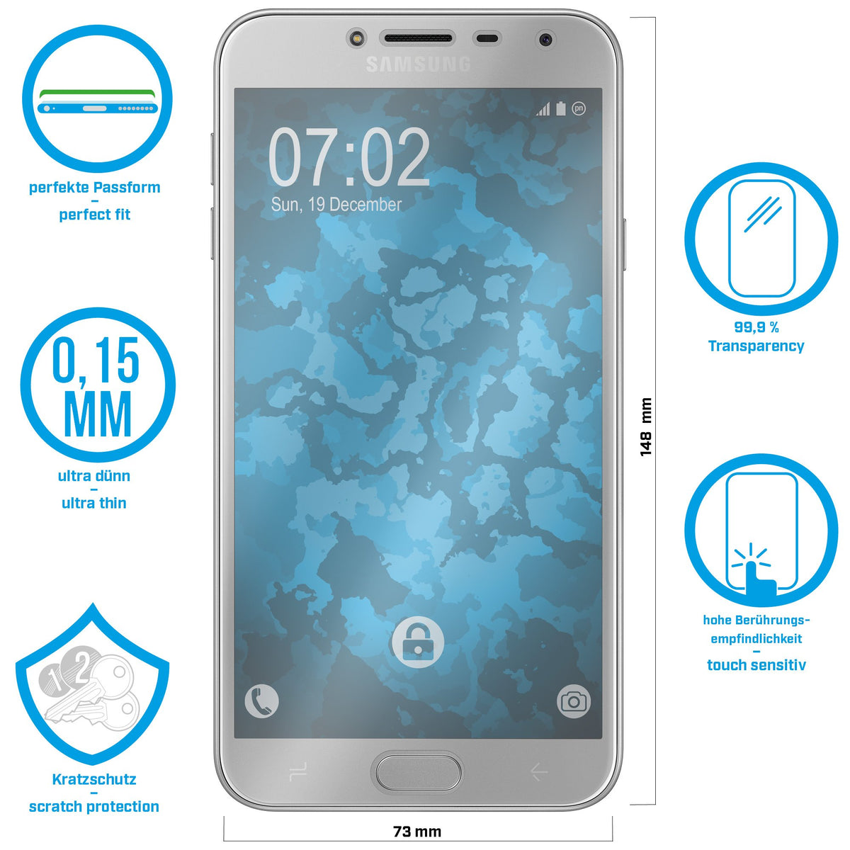 1er-Pack Displayschutzfolien klar Flexible Folien für Samsung Galaxy J4 – Ansicht 2