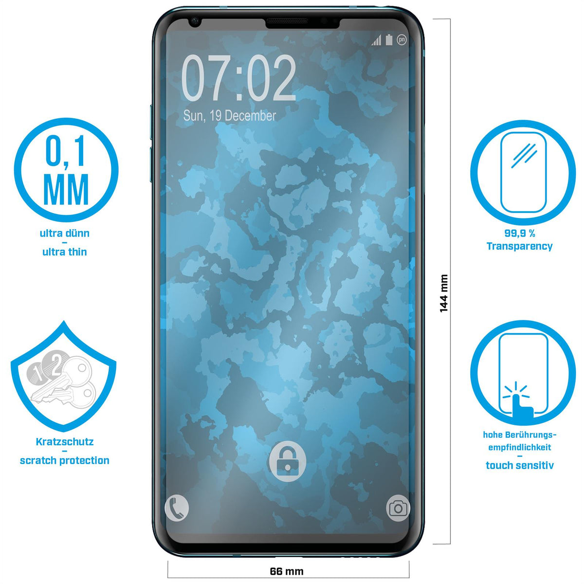 4er-Pack Displayschutzfolien klar für LG V30S ThinQ – Ansicht 2