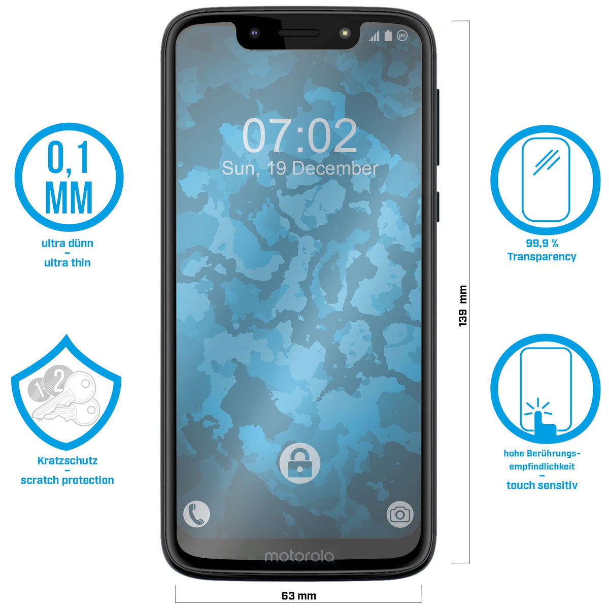 2er-Pack Displayschutzfolien klar für Motorola Moto G7 Play – Ansicht 2