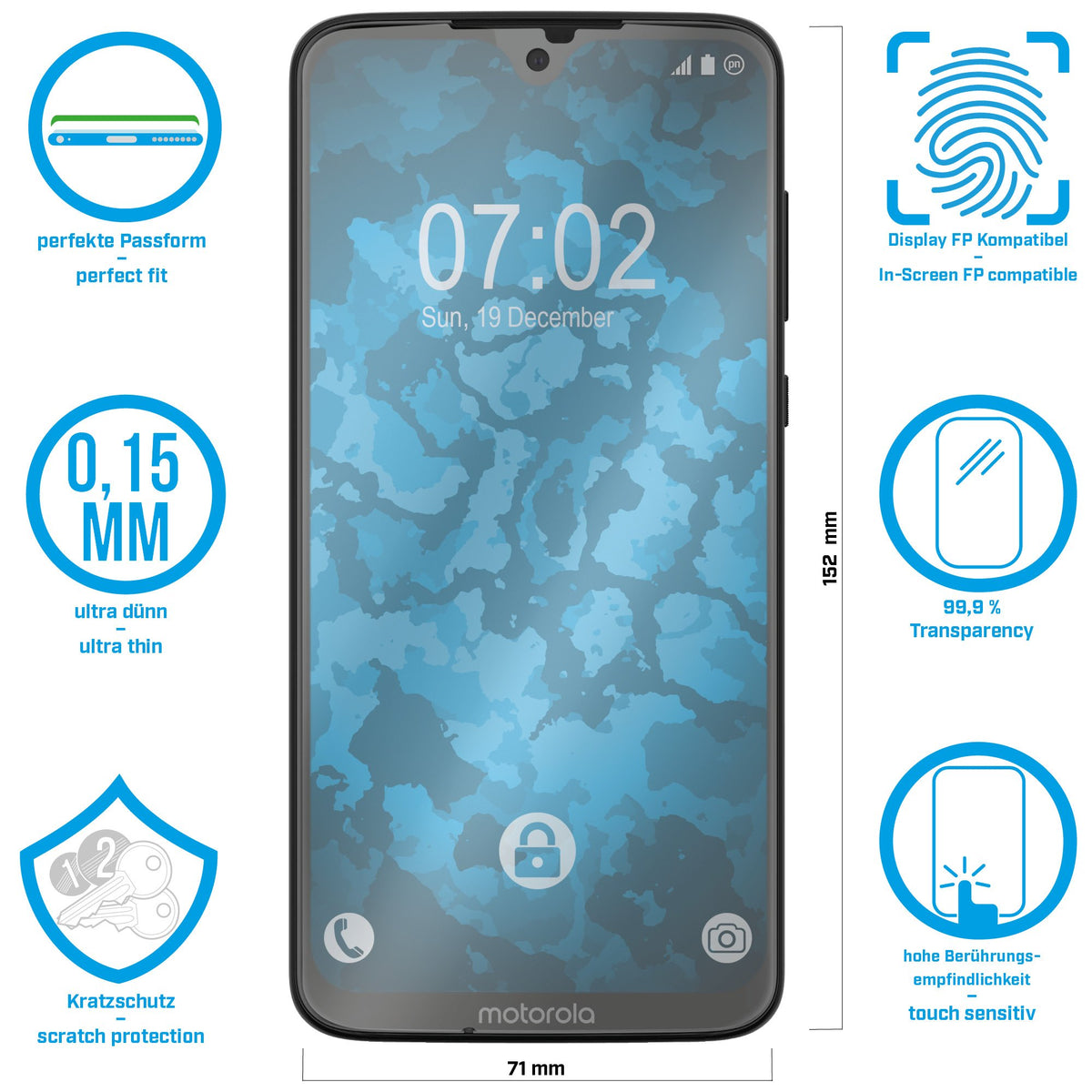 1er-Pack Displayschutzfolien klar Flexible Folien für Motorola Moto G7 – Ansicht 2