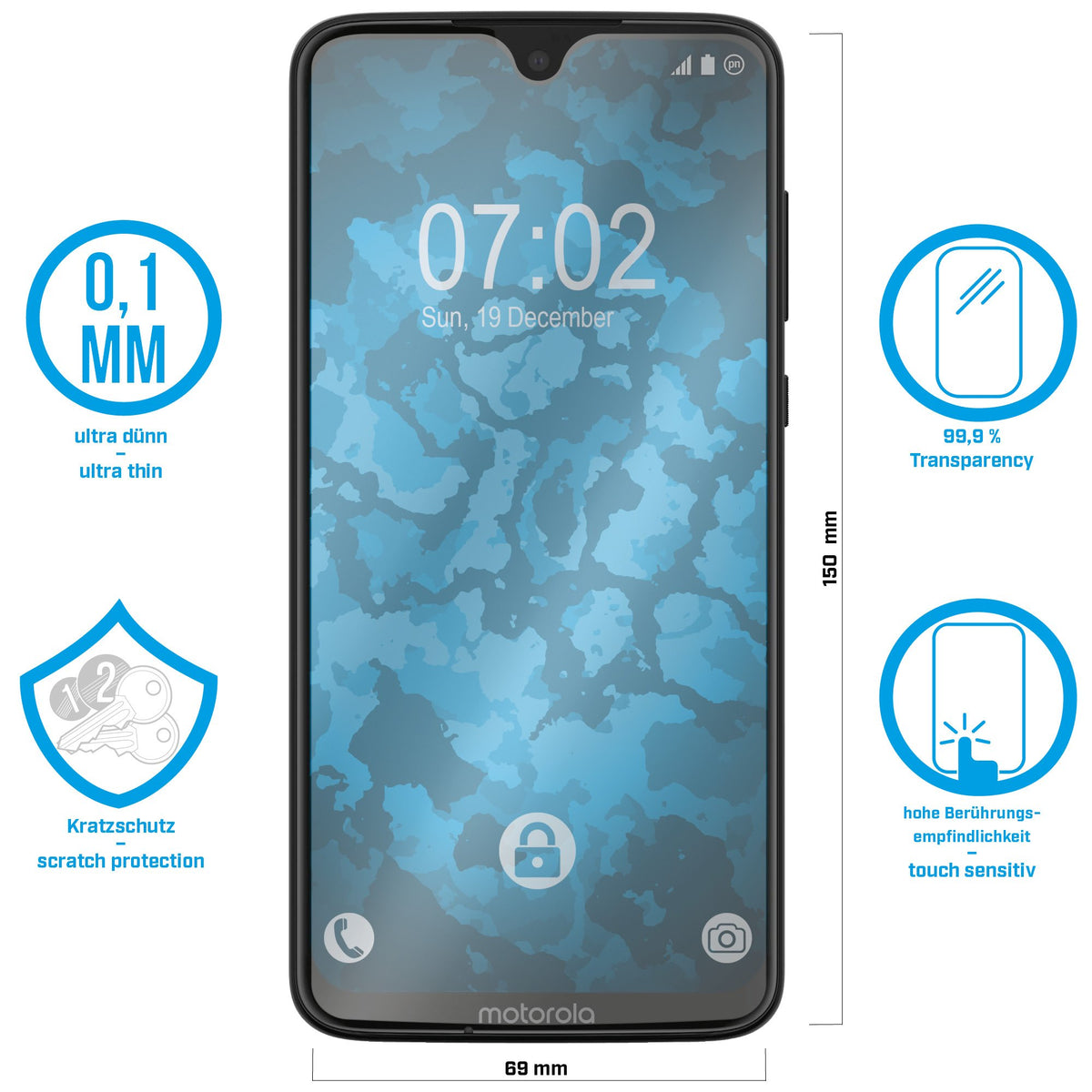 2er-Pack Displayschutzfolien klar für Motorola Moto G7 – Ansicht 2