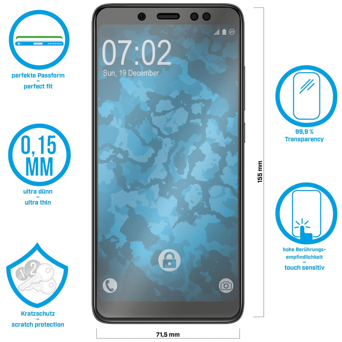 1er-Pack Displayschutzfolien klar Flexible Folien für Xiaomi Redmi Note 5 Pro – Ansicht 2