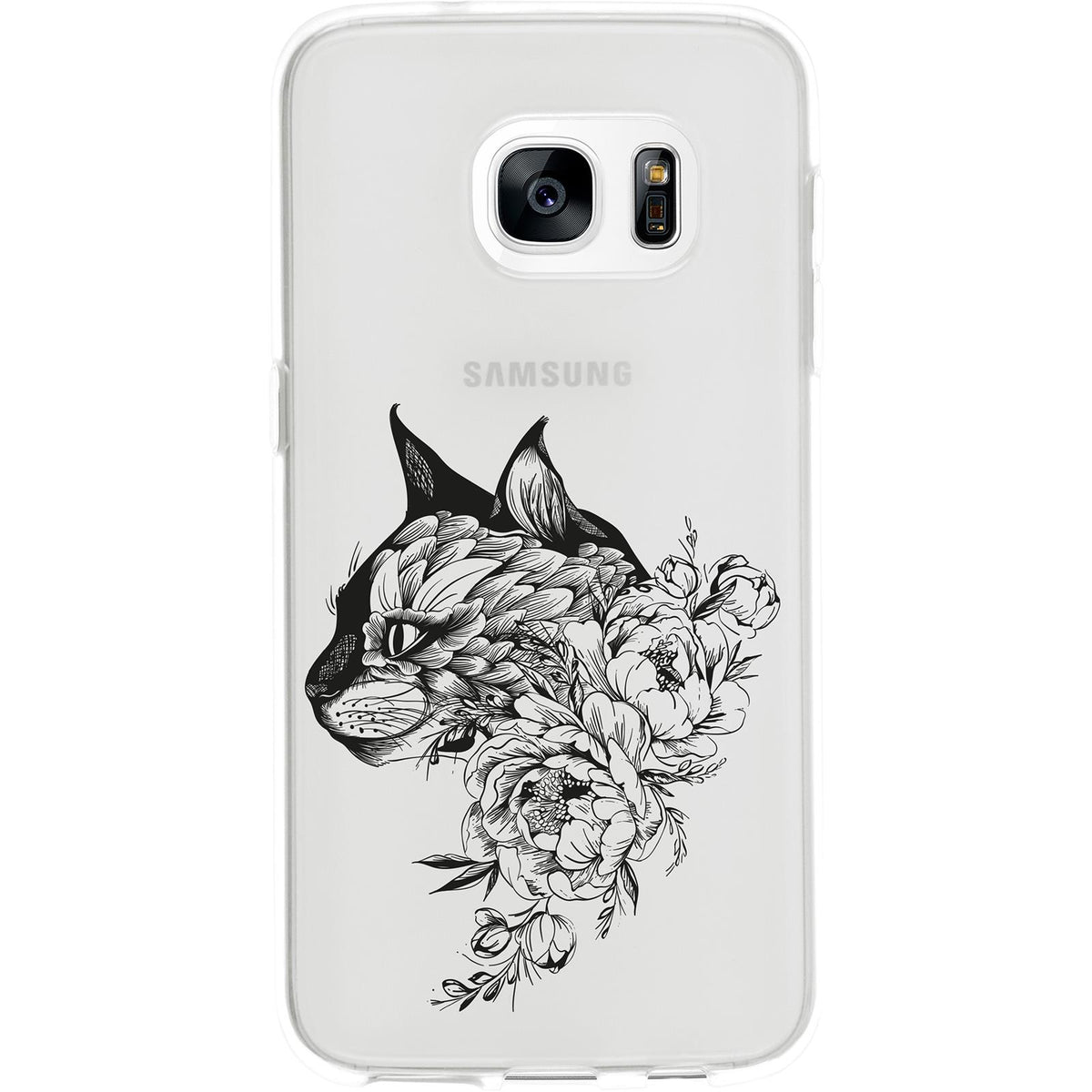 Case für Samsung Galaxy S7 Silikon-Hülle Floral Katze M2-1 – Ansicht 2