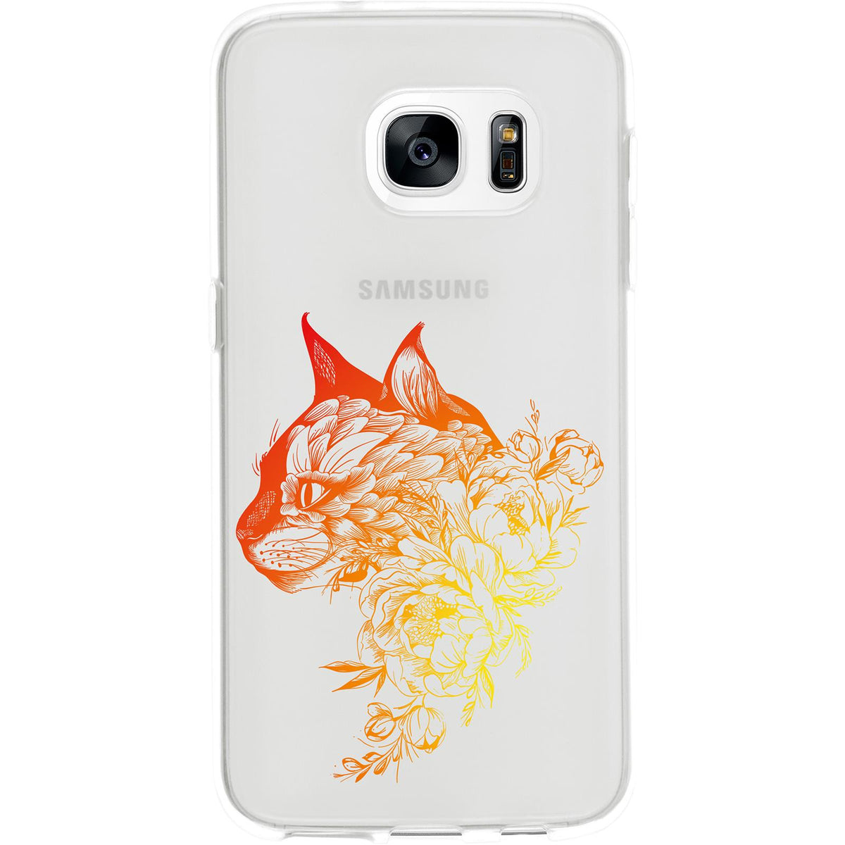 Case für Samsung Galaxy S7 Silikon-Hülle Floral Katze M2-2 – Ansicht 2