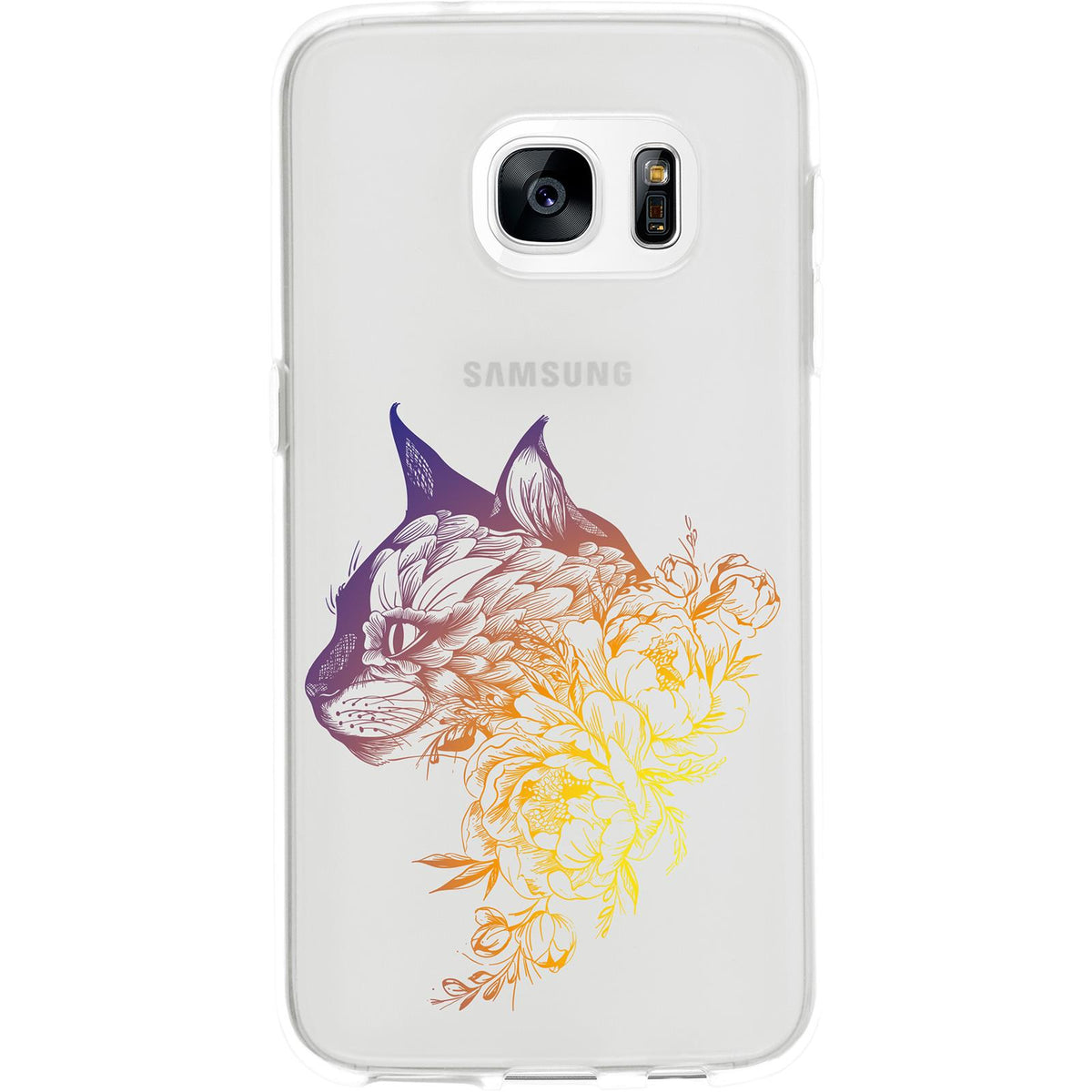 Case für Samsung Galaxy S7 Silikon-Hülle Floral Katze M2-3 – Ansicht 2