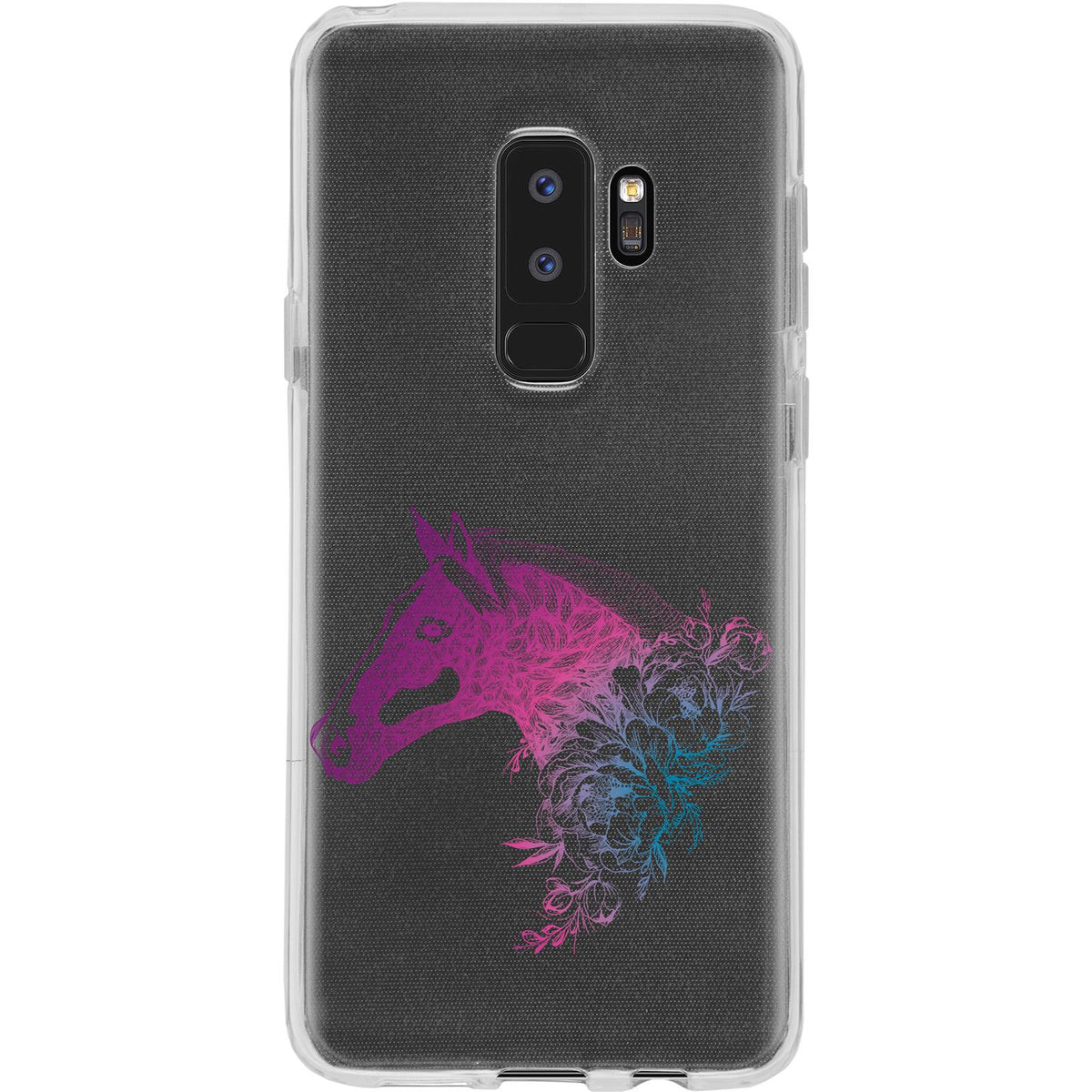 Case für Samsung Galaxy S9 Plus Silikon-Hülle Floral Pferd M5-6 – Ansicht 2