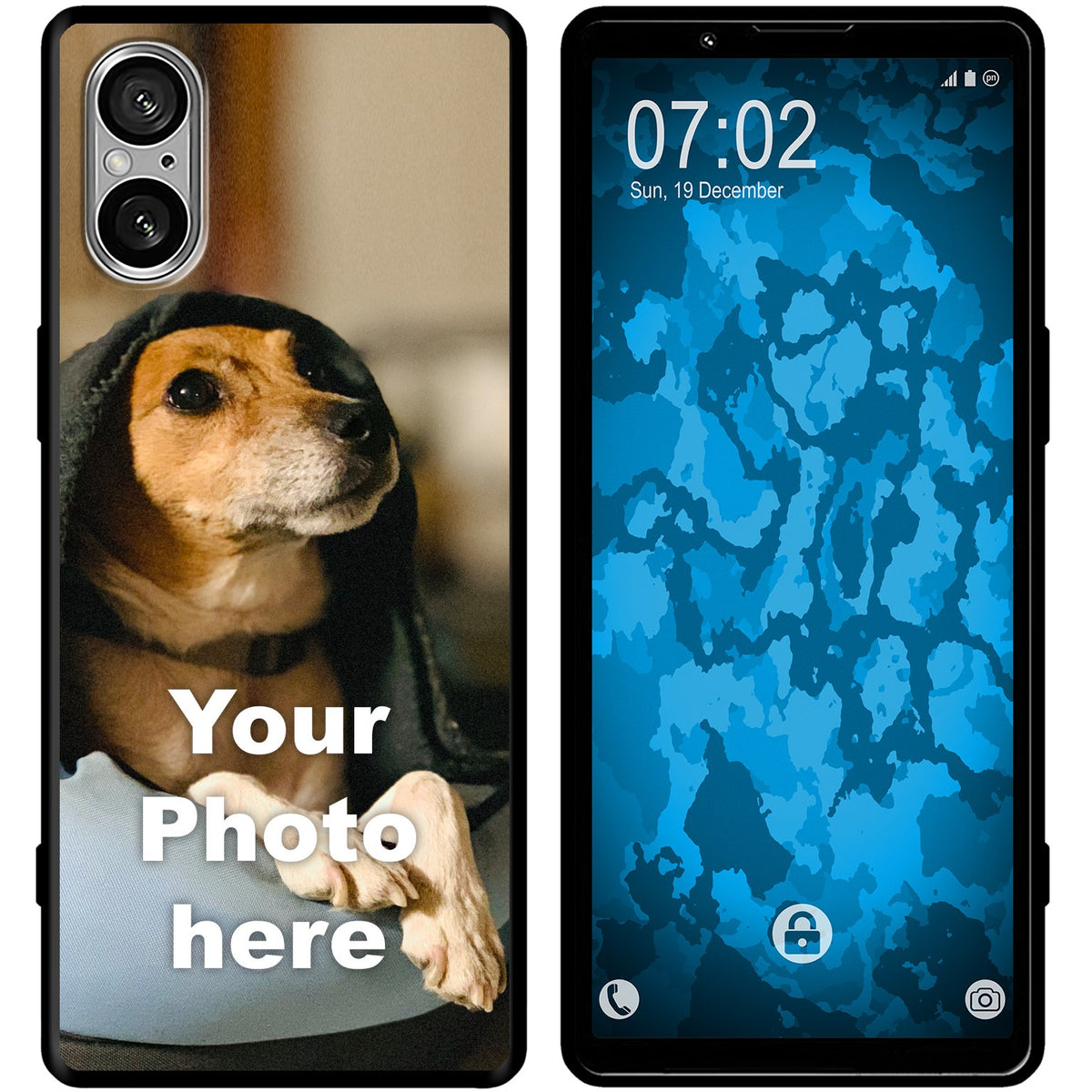 PhoneNatic Case kompatibel mit Xperia 5 V Personalisierte Handyhülle SCHWARZ zum selbst gestalten mit eigenem Foto