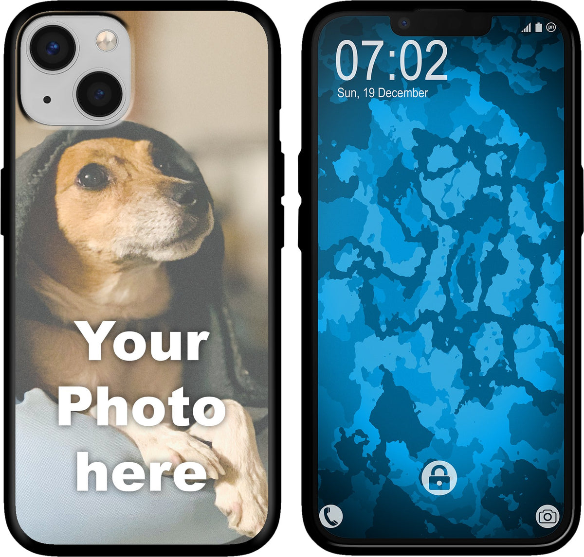 PhoneNatic Case kompatibel mit iPhone 13 Personalisierte Handyhülle SCHWARZ zum selbst gestalten mit eigenem Foto