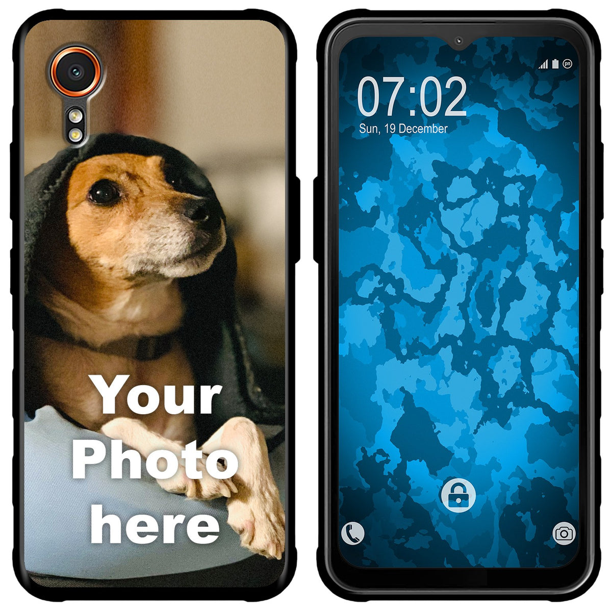 PhoneNatic Case kompatibel mit Galaxy Xcover 7 Personalisierte Handyhülle SCHWARZ zum selbst gestalten mit eigenem Foto