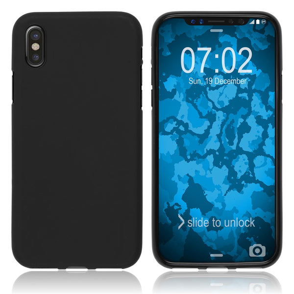 PhoneNatic Case kompatibel mit Apple iPhone Xs Max - schwarz Silikon Hülle matt Cover