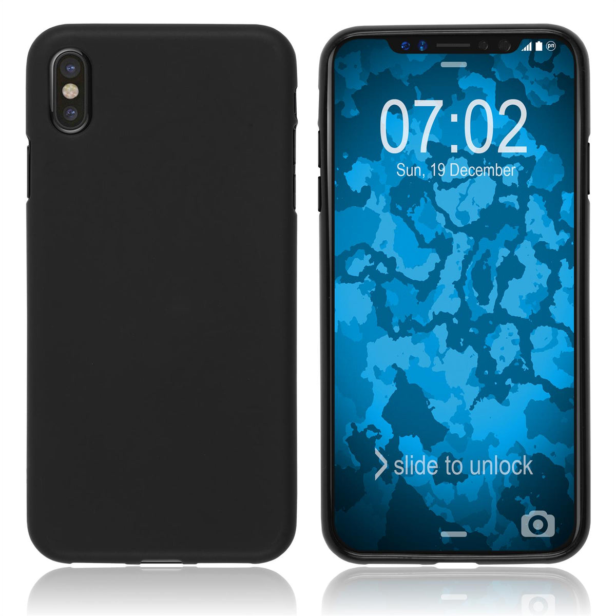 PhoneNatic Case kompatibel mit Apple iPhone Xs - schwarz Silikon Hülle matt Cover