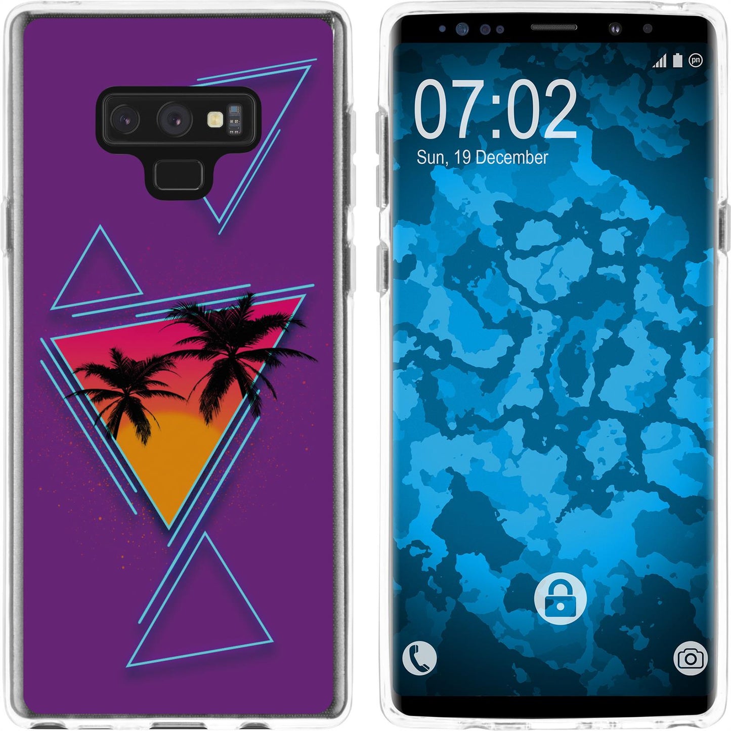 Galaxy Note 9 Silikon-Hülle Retro Wave Palmen M3 Case