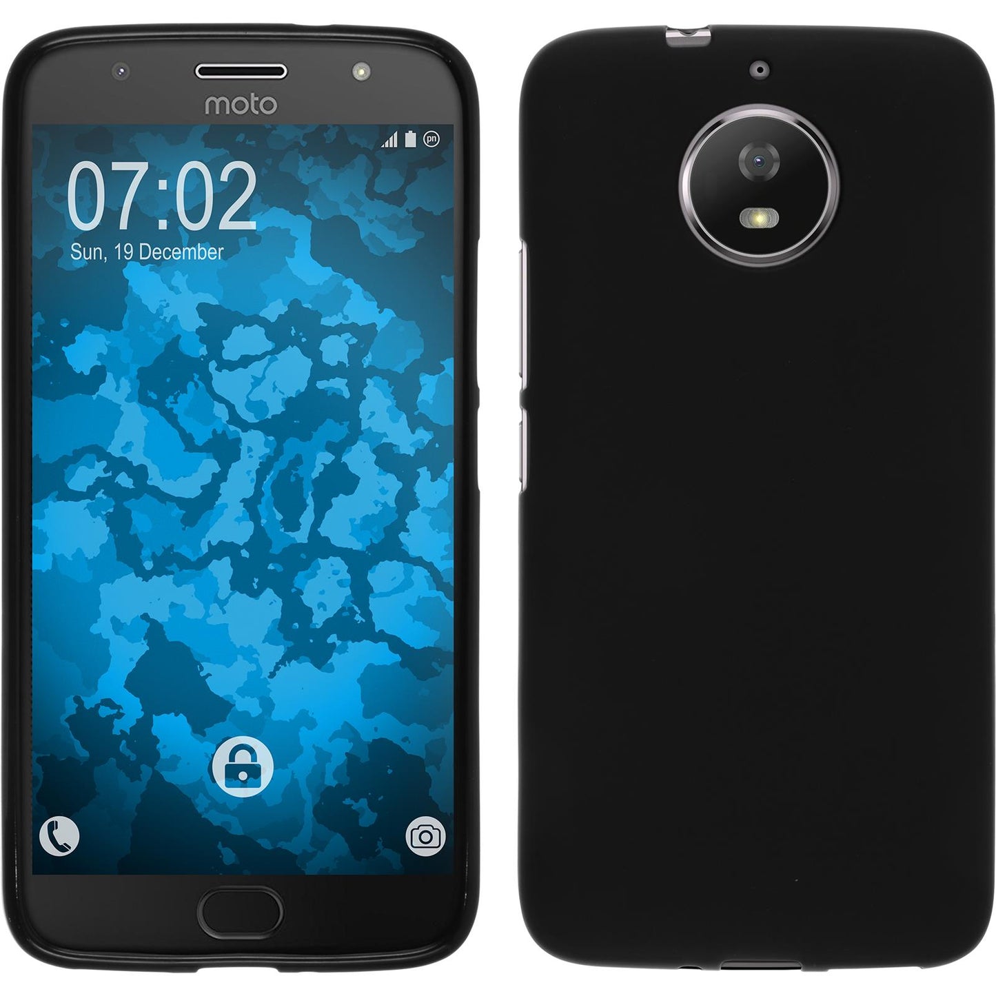 PhoneNatic Case kompatibel mit Lenovo Moto G5s - schwarz Silikon Hülle matt Cover