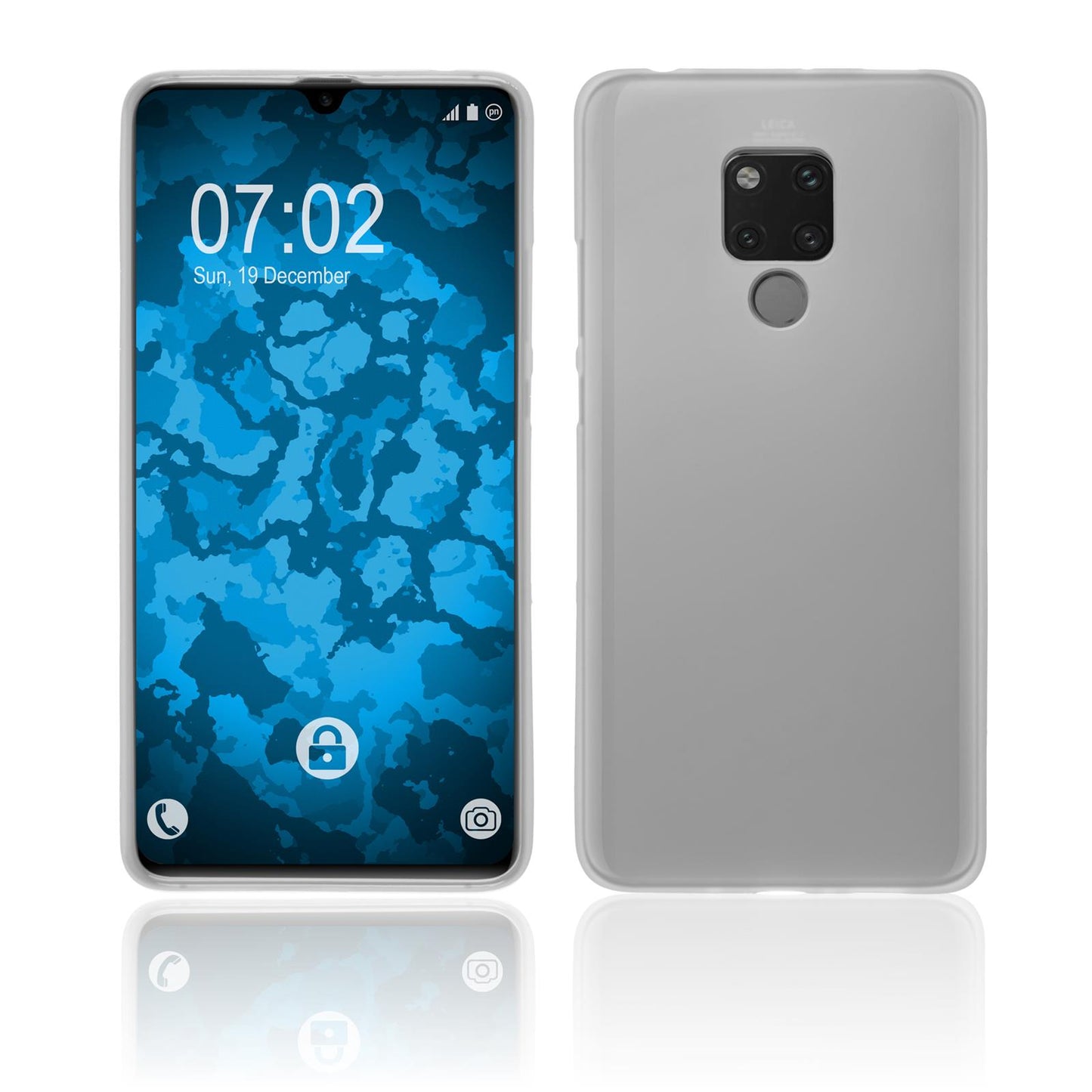 PhoneNatic Case kompatibel mit Huawei Mate 20 X - transparent-weifl Silikon Hülle matt Cover