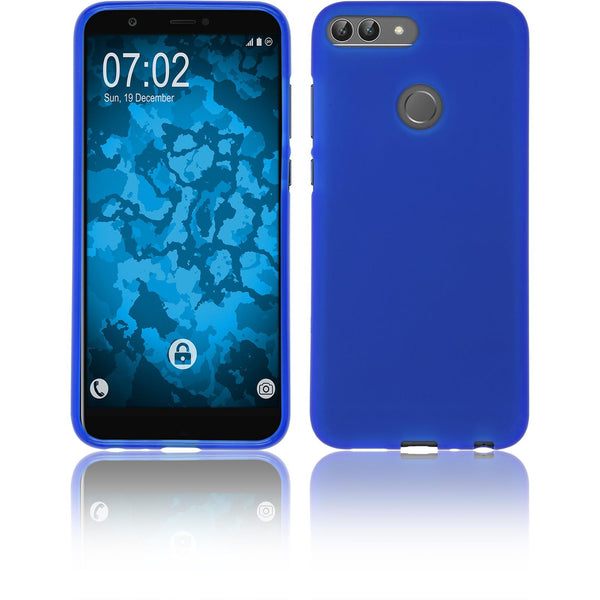 PhoneNatic Case kompatibel mit Huawei P Smart - blau Silikon Hülle matt Cover