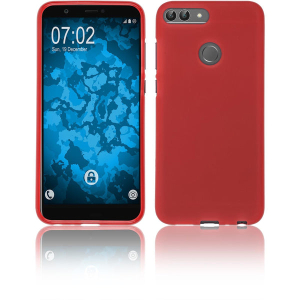 PhoneNatic Case kompatibel mit Huawei P Smart - rot Silikon Hülle matt Cover