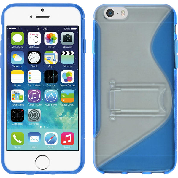 PhoneNatic Case kompatibel mit Apple iPhone 6s / 6 - blau Silikon Hülle Aufstellbar