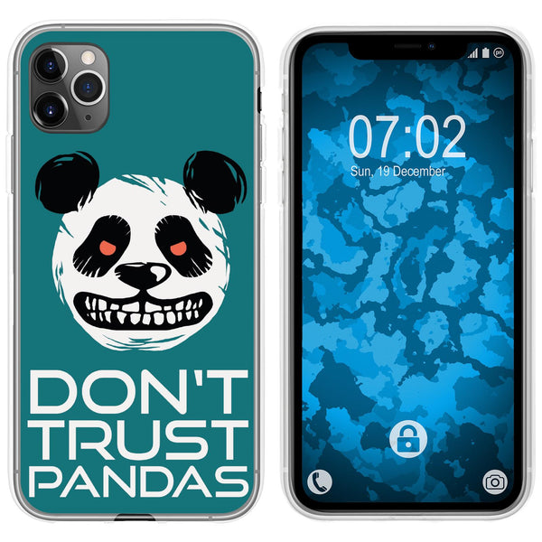 iPhone 11 Pro Max Silikon-Hülle Crazy Animals Panda M2 Case