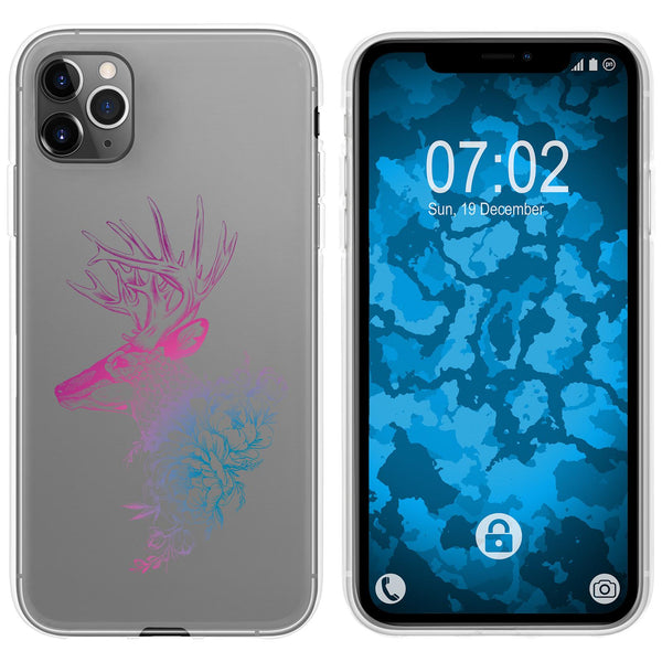 iPhone 11 Pro Max Silikon-Hülle Floral Hirsch M7-6 Case