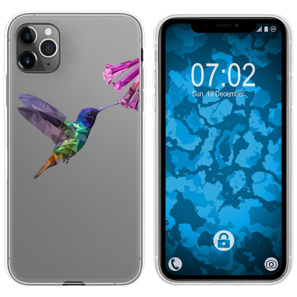 iPhone 11 Pro Max Silikon-Hülle Vektor Tiere Kolibri M3 Case