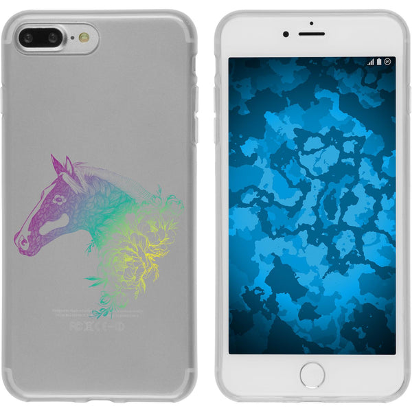 iPhone 8 Plus Silikon-Hülle Floral Pferd M5-4 Case