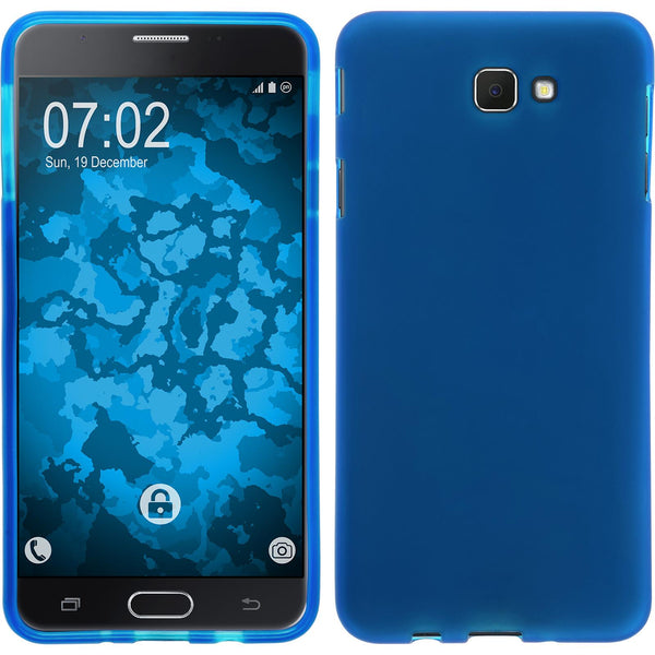 PhoneNatic Case kompatibel mit Samsung Galaxy J7 Prime - blau Silikon Hülle matt + 2 Schutzfolien