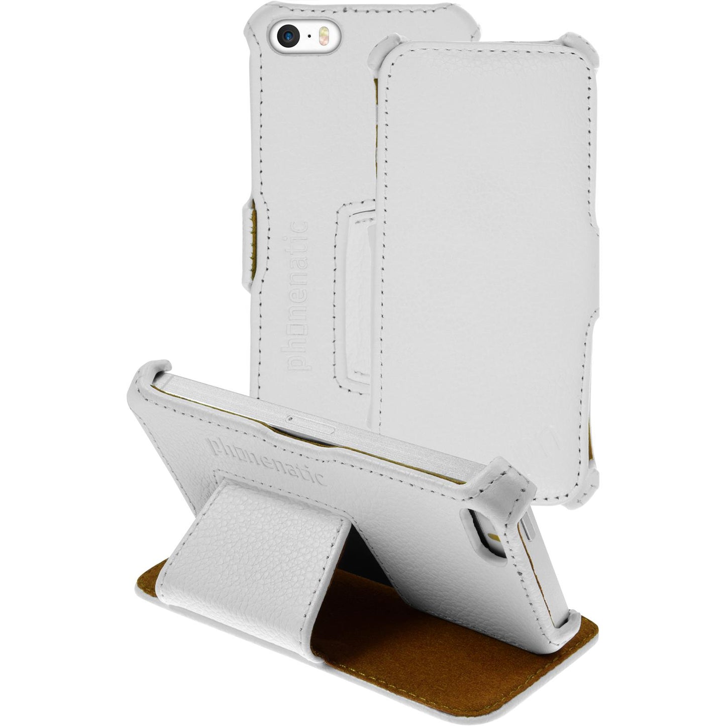 Echt-Lederhülle für Apple iPhone 5 / 5s / SE Leder-Case weifl