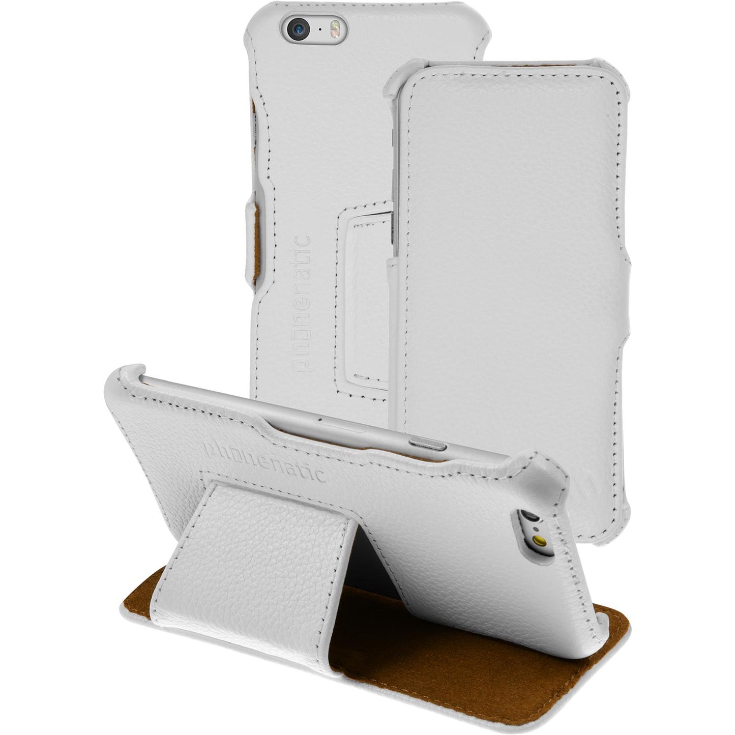 Echt-Lederhülle für Apple iPhone 6s / 6 Leder-Case weifl + Gl