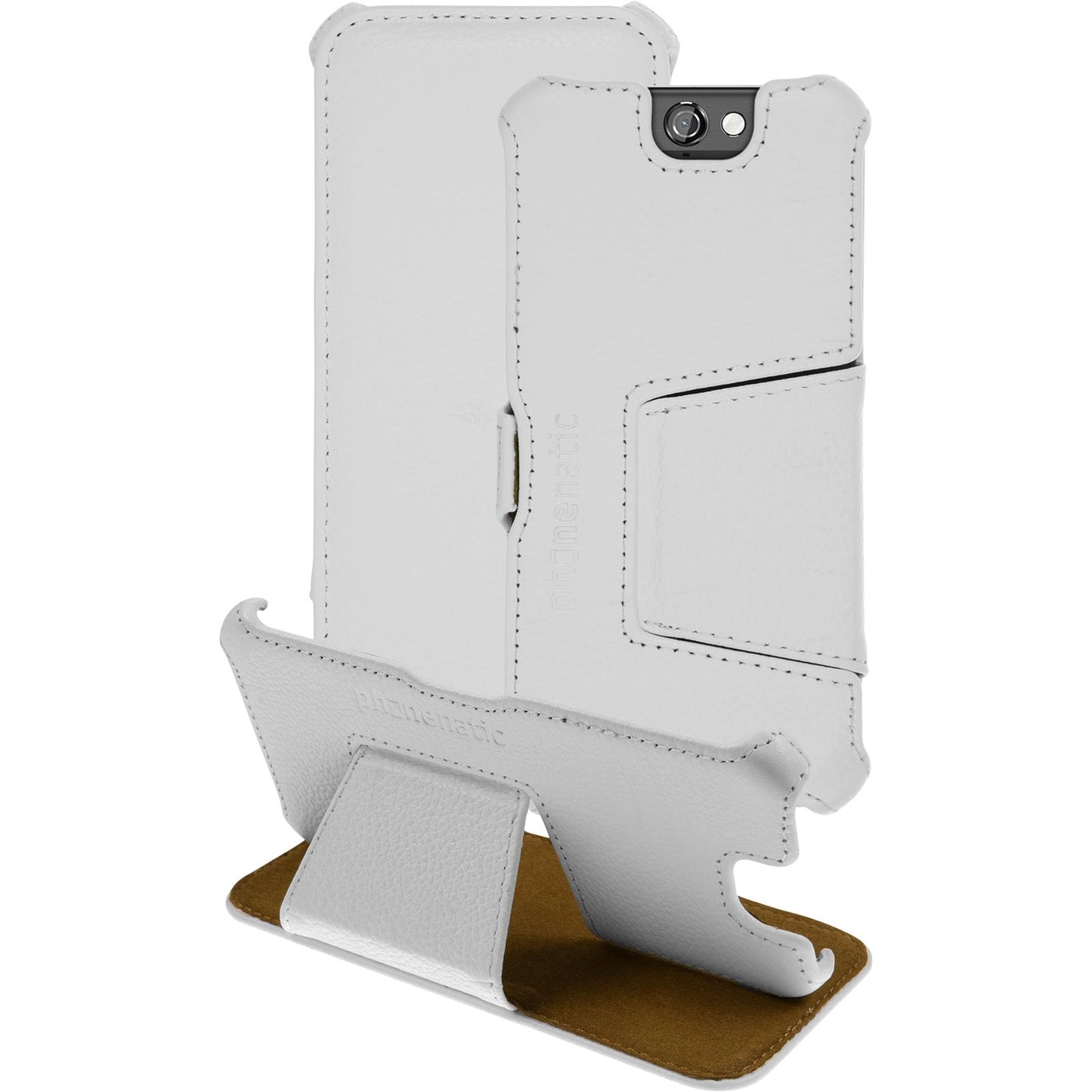 Echt-Lederhülle für HTC One A9 Leder-Case weifl + Glasfolie