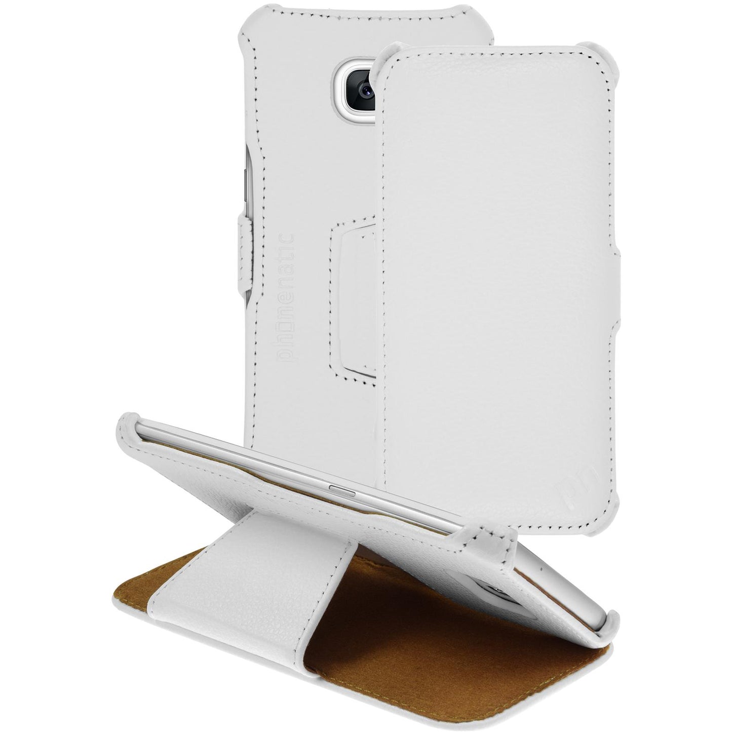Echt-Lederhülle für Samsung Galaxy S7 Edge Leder-Case weifl +
