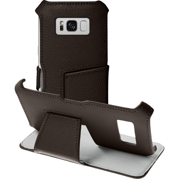 Echt-Lederhülle für Samsung Galaxy S8 Leder-Case braun + fle