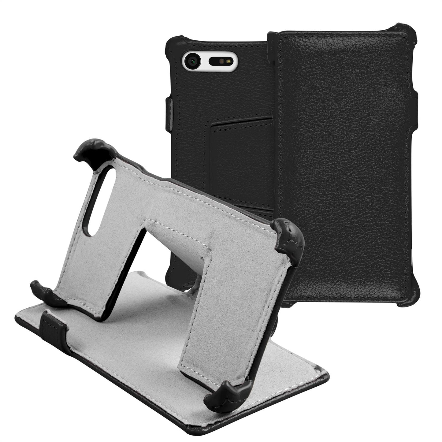 Echt-Lederhülle für Sony Xperia X Compact Leder-Case schwarz