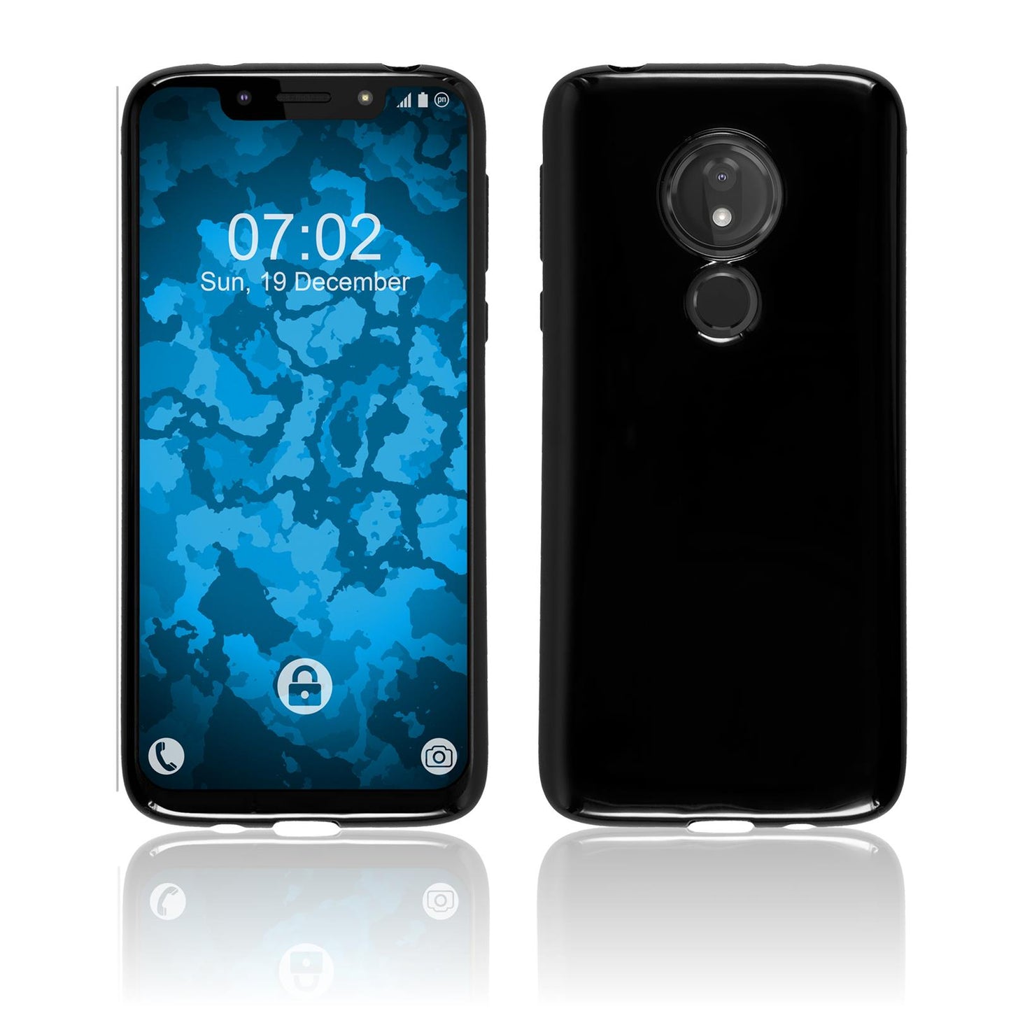 PhoneNatic Case kompatibel mit Motorola Moto G7 Play - schwarz Silikon Hülle + 2 Schutzfolien