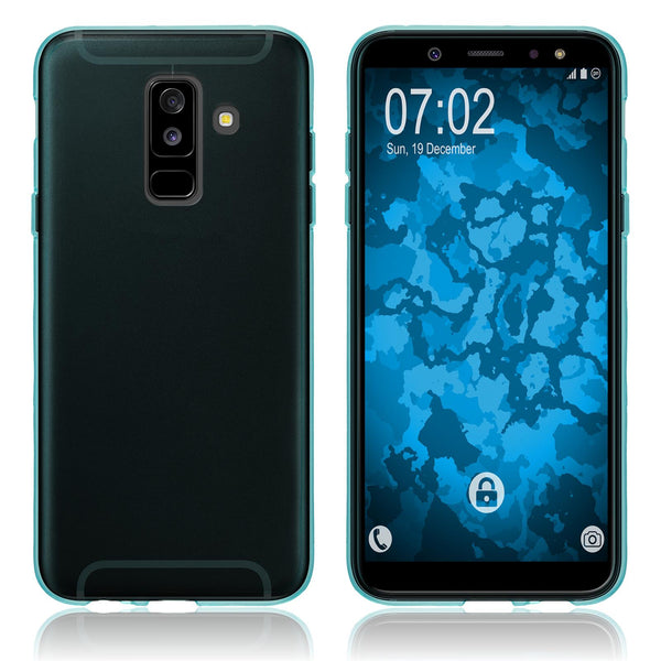 PhoneNatic Case kompatibel mit Samsung Galaxy A6 Plus (2018) - türkis Silikon Hülle transparent Cover