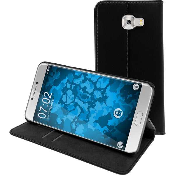 Kunst-Lederhülle für Samsung Galaxy C7 Pro Book-Case schwarz