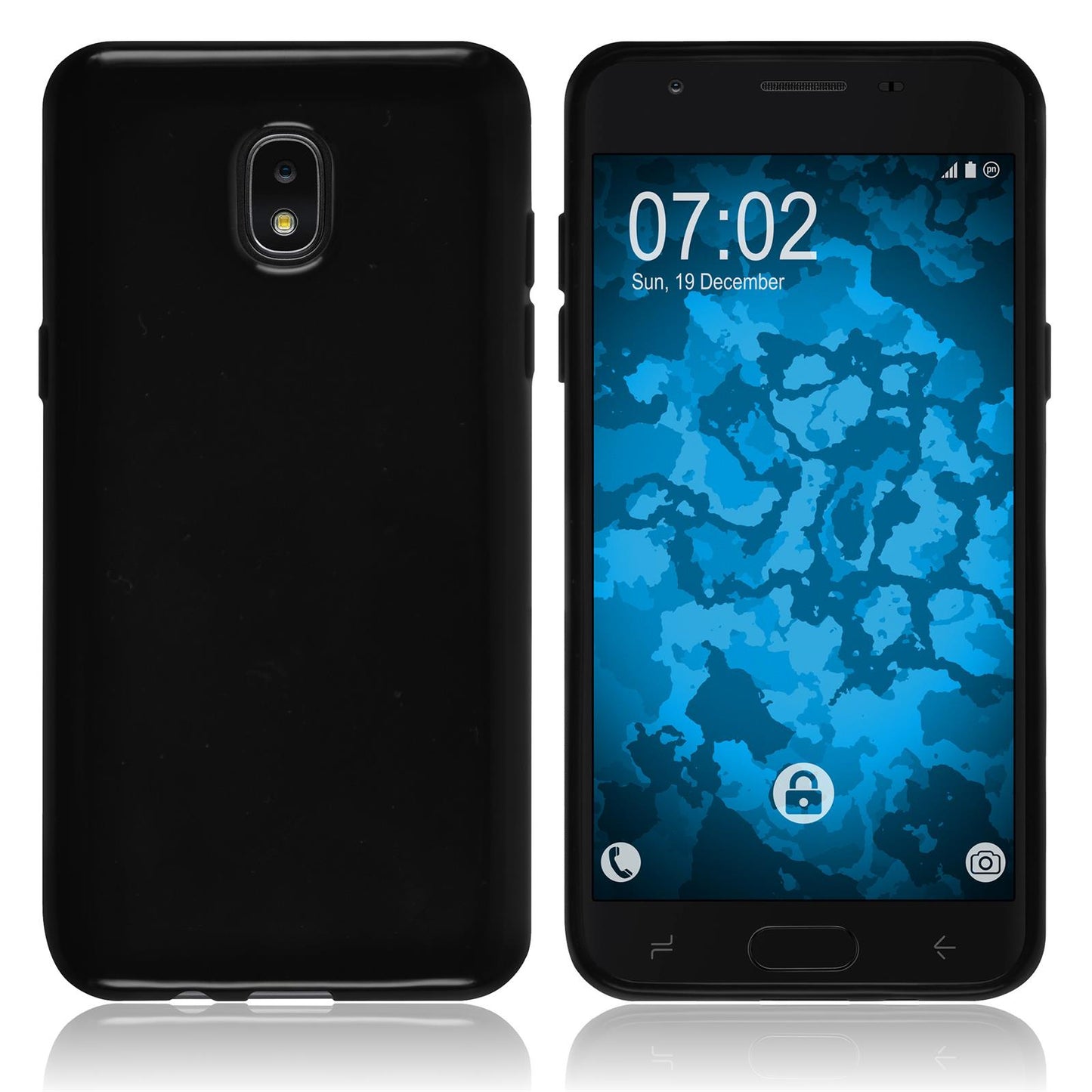 PhoneNatic Case kompatibel mit Samsung Galaxy J3 (2018) - schwarz Silikon Hülle Cover