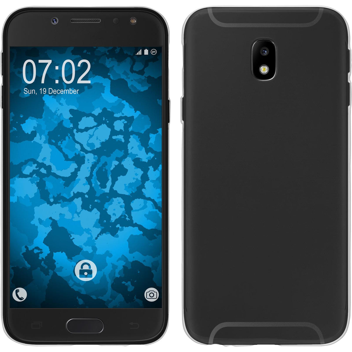 PhoneNatic Case kompatibel mit Samsung Galaxy J5 2017 - clear Silikon Hülle Slimcase + 2 Schutzfolien