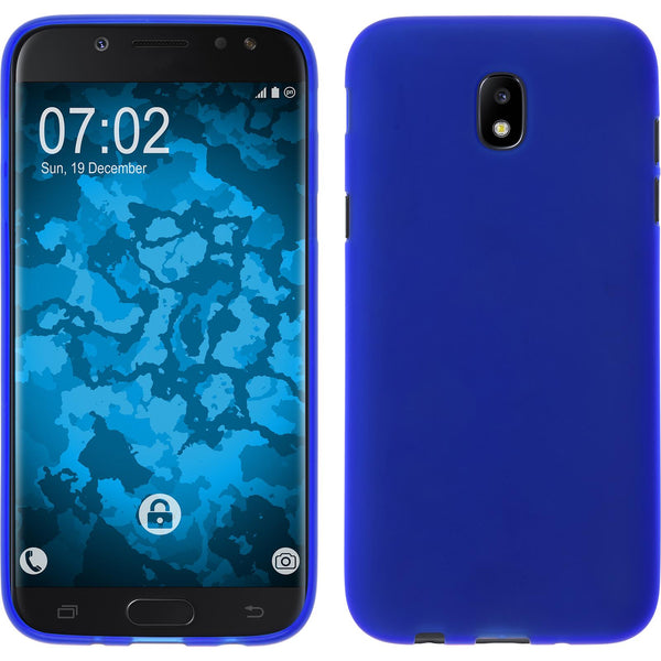 PhoneNatic Case kompatibel mit Samsung Galaxy J5 2017 - blau Silikon Hülle matt + 2 Schutzfolien