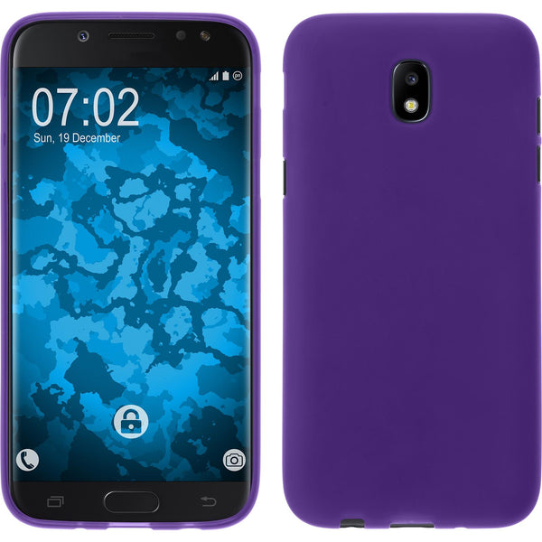 PhoneNatic Case kompatibel mit Samsung Galaxy J5 2017 - lila Silikon Hülle matt + 2 Schutzfolien