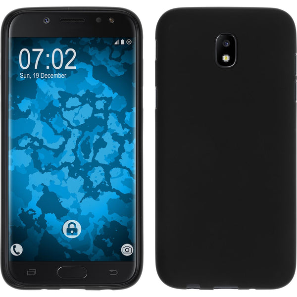 PhoneNatic Case kompatibel mit Samsung Galaxy J5 2017 - schwarz Silikon Hülle matt + 2 Schutzfolien