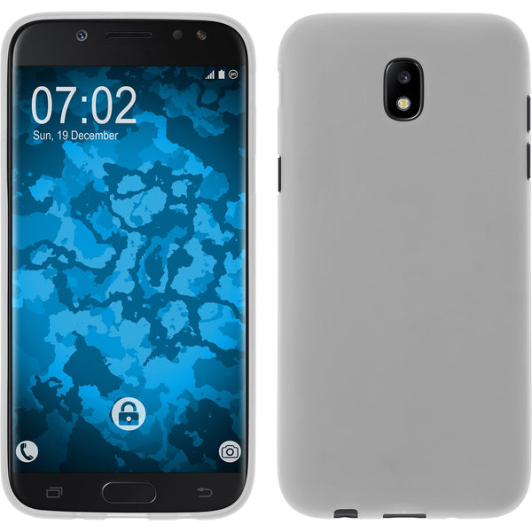 PhoneNatic Case kompatibel mit Samsung Galaxy J5 2017 - weiß Silikon Hülle matt + 2 Schutzfolien