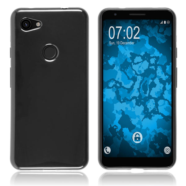 PhoneNatic Case kompatibel mit Google Pixel 3a XL - schwarz Silikon Hülle  + 2 Schutzfolien