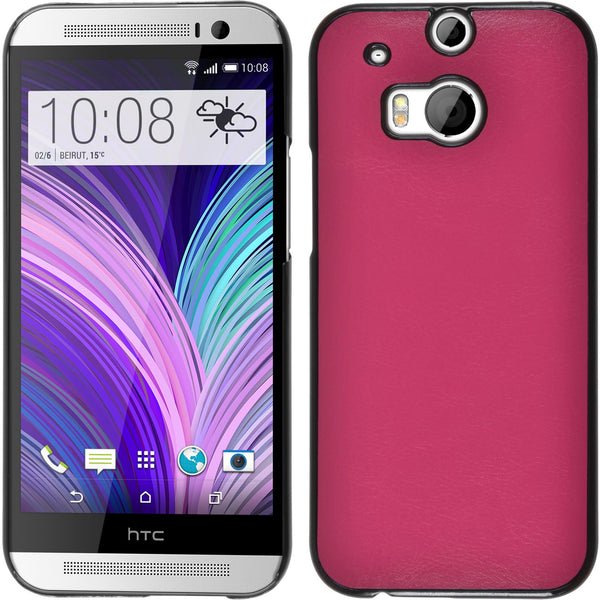 Hardcase für HTC One M8 Lederoptik pink